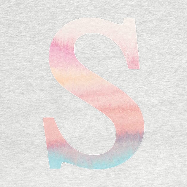 The Letter S Rainbow Watercolor Design by Claireandrewss